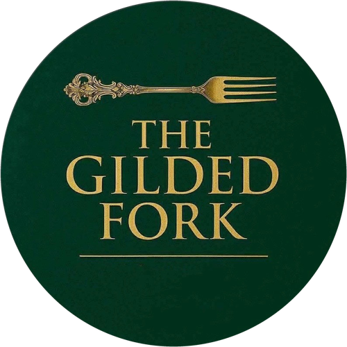 The Gilded Fork logo with an ornate gold fork on forest green